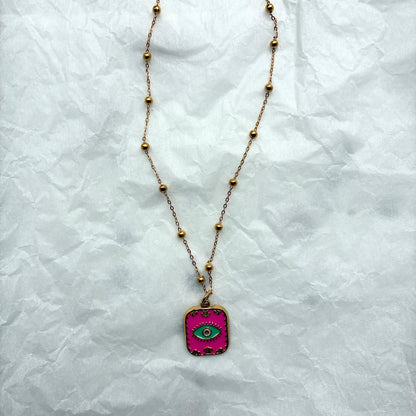 Collier Oeil fuschia