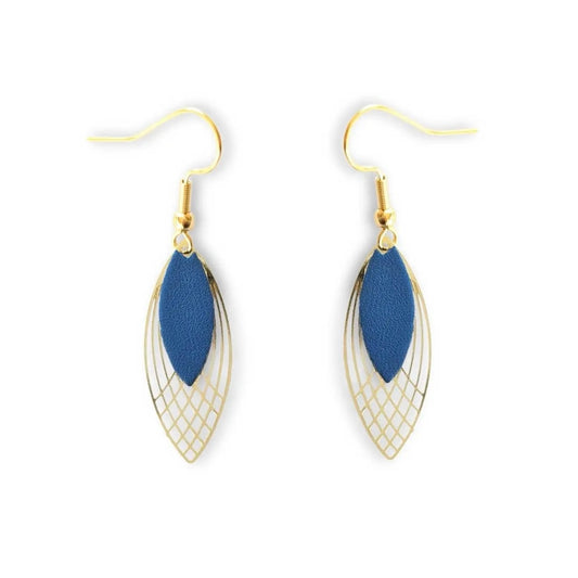 Boucles d’oreilles Rose Bleu mat