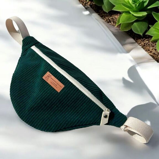 Sac banane - Velours Vert sapin