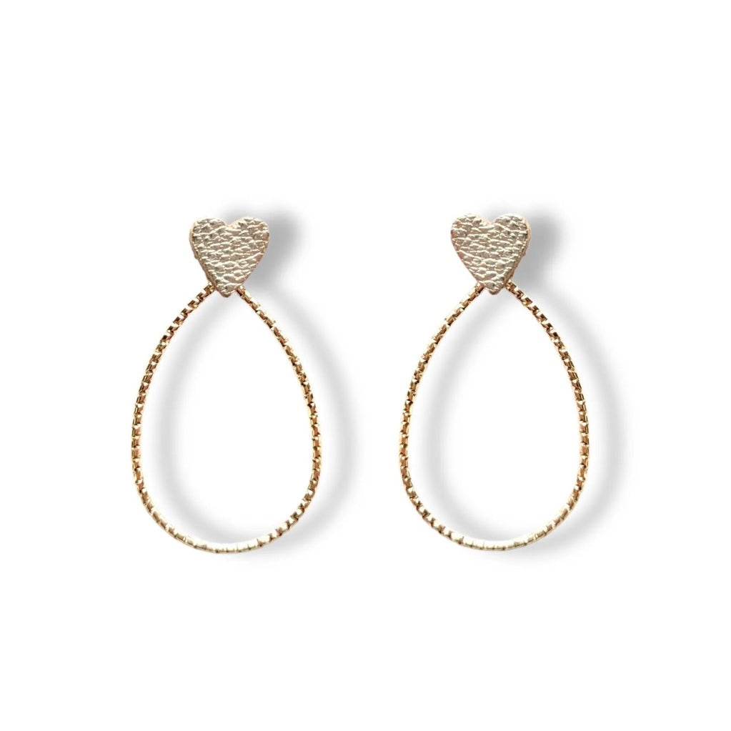 Boucles d’oreilles Cœur blanc et or
