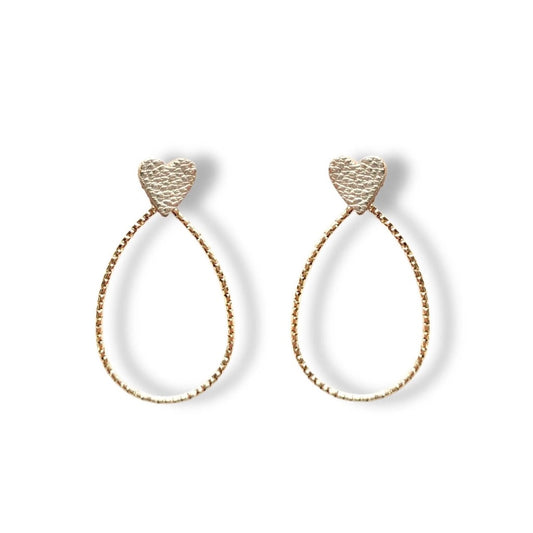 Boucles d’oreilles Cœur blanc et or