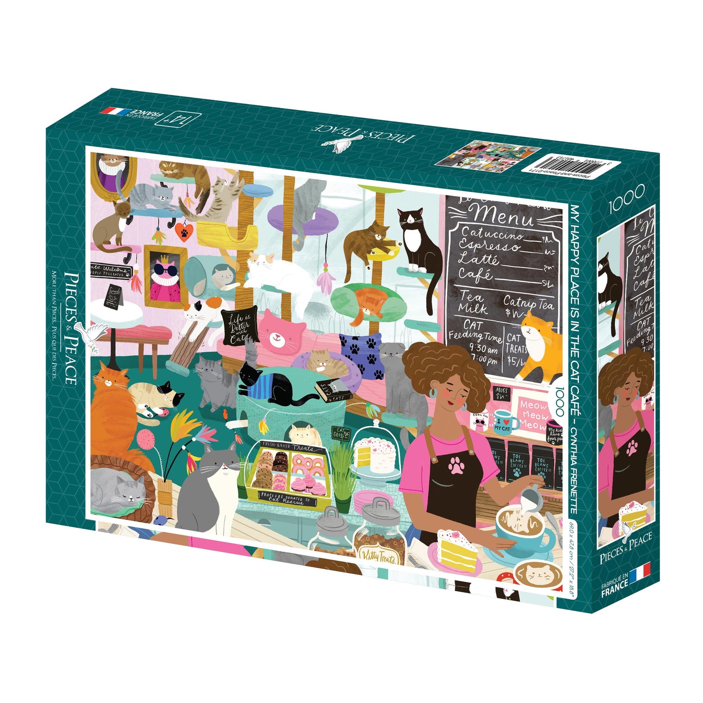 Puzzle My happy place is in the cat café 1000 pièces