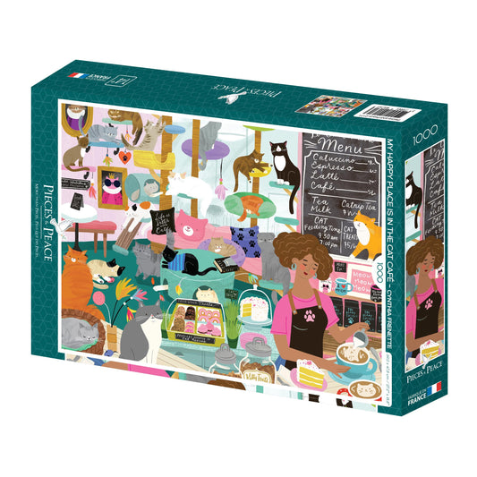 Puzzle My happy place is in the cat café 1000 pièces