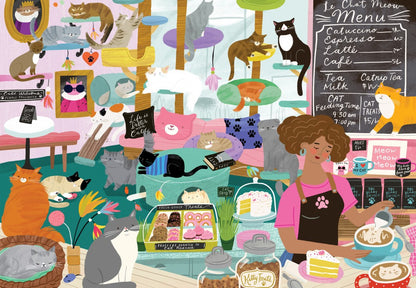 Puzzle My happy place is in the cat café 1000 pièces