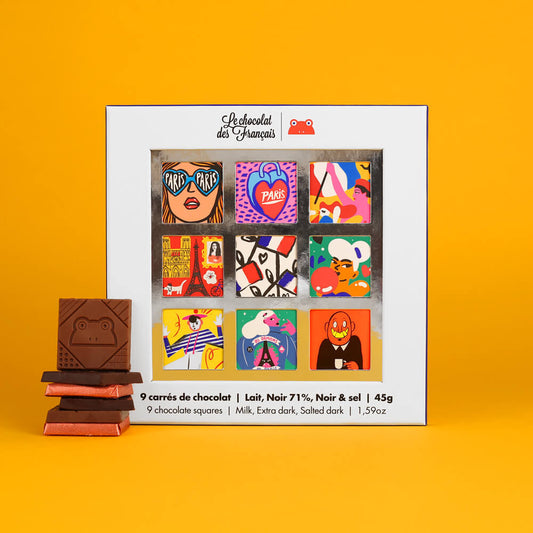 Coffret de 9 carrés de chocolat Parisien