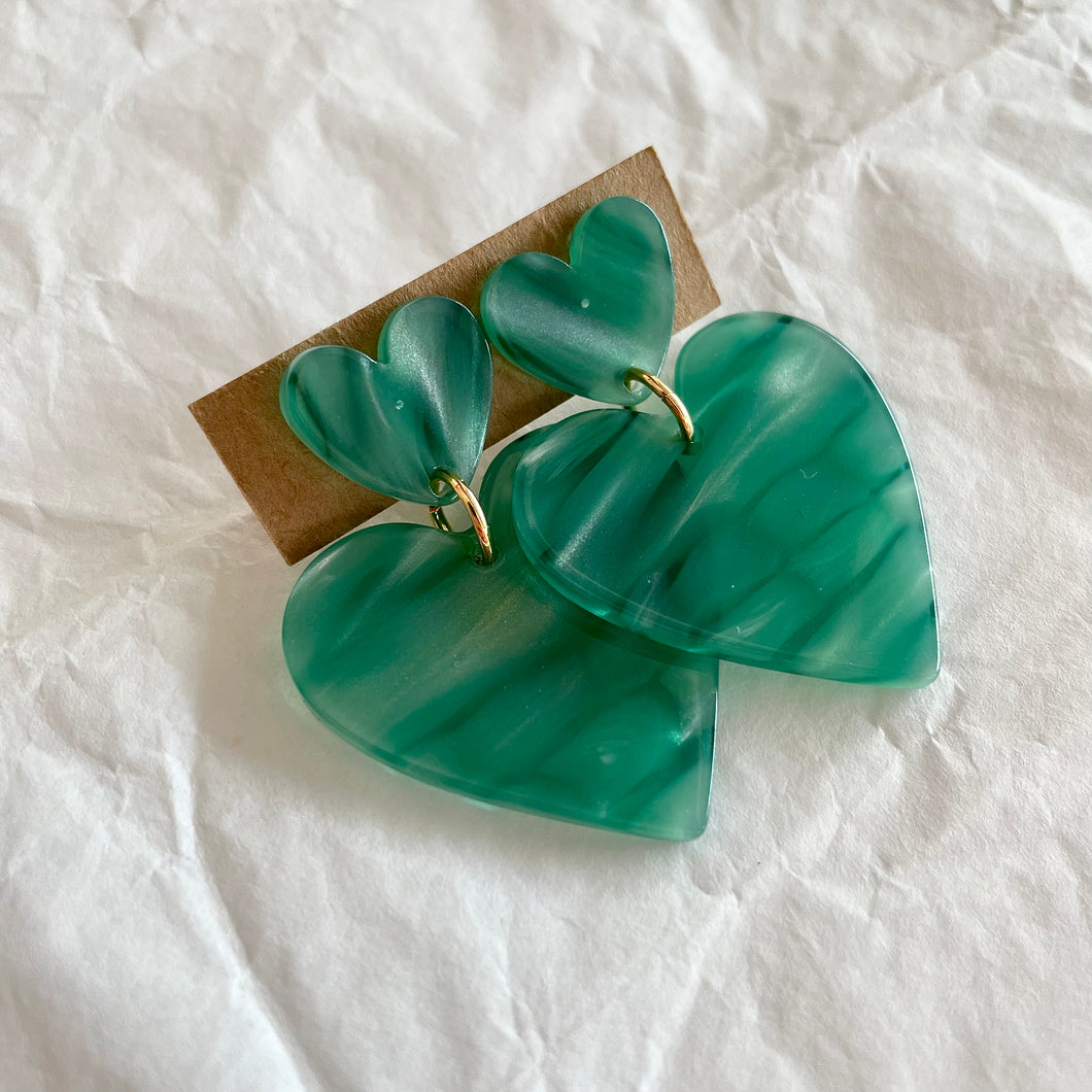 Boucles d’oreilles Vénus marbré vert