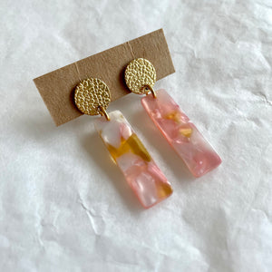 Boucles d’oreilles Charlie roses et jaunes