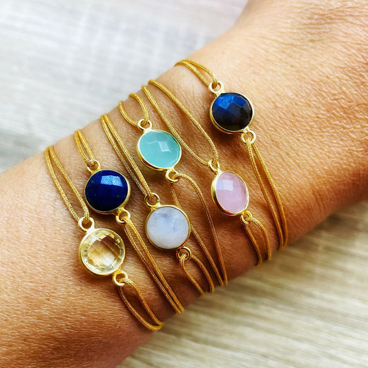Bracelet Alba doré avec pierres semi-précieuses