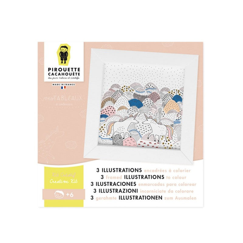 Kit créatif Mes tableaux Licornes à colorier