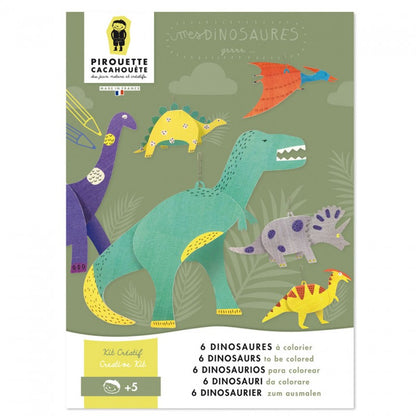 Kit créatif 6 dinosaures à colorier