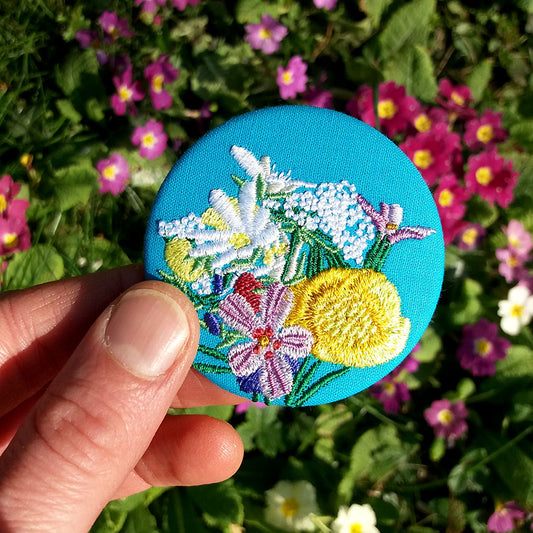 Broche grand format Le bouquet de Corinne Turquoise