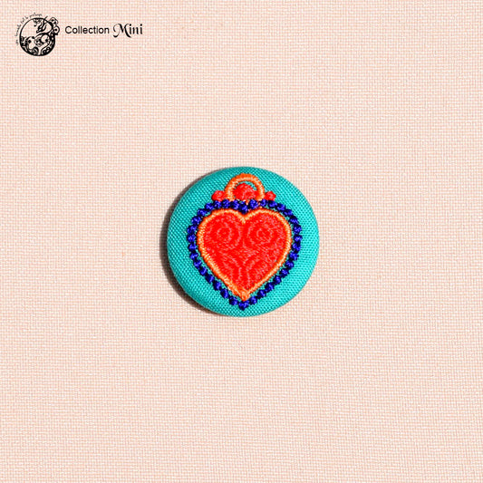 Broche Mini cœur vert et rouge
