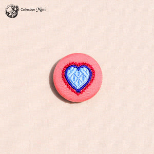 Broche Mini cœur rose et bleu