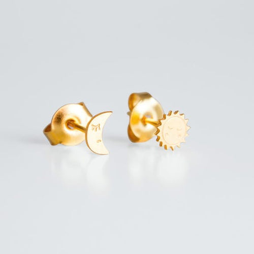 Boucles d'oreilles puces Lune / Soleil - Do you speak français ?