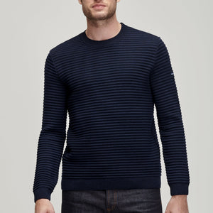 Pull Bono en laine mérinos bleu marine - Do you speak français ?