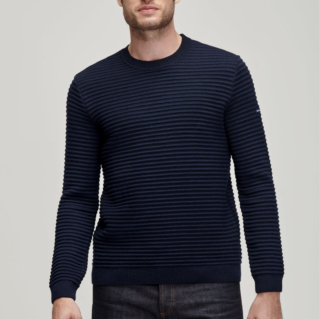 Pull Bono en laine mérinos bleu marine - Do you speak français ?