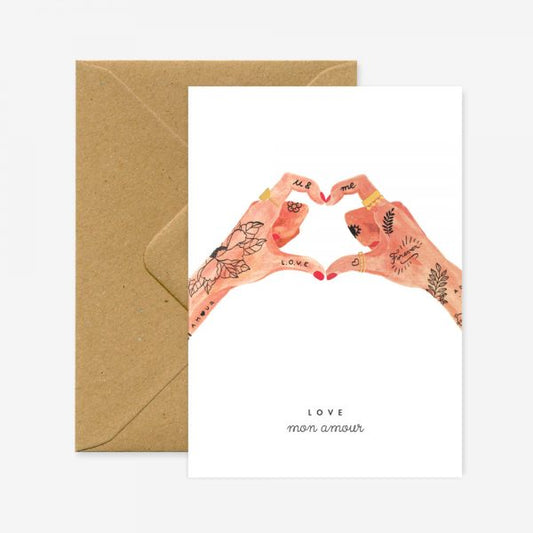 Carte double avec enveloppe - LOVE mon amour - Do you speak français ?