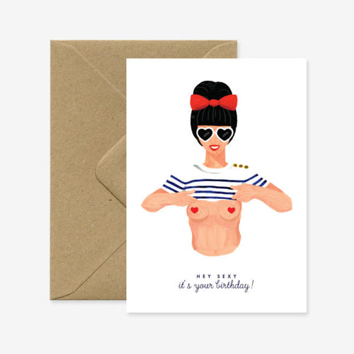 Carte double avec enveloppe - Sexy birthday - Do you speak français ?
