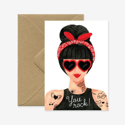 Carte double avec enveloppe - You rock ! - Do you speak français ?