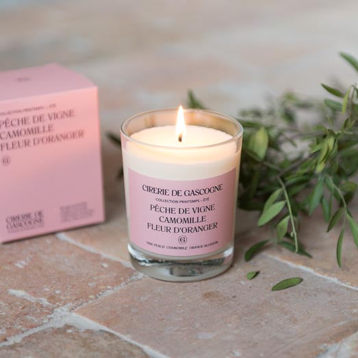 Bougie Pêche de vigne - Camomille - Fleur d'oranger - Do you speak français ?