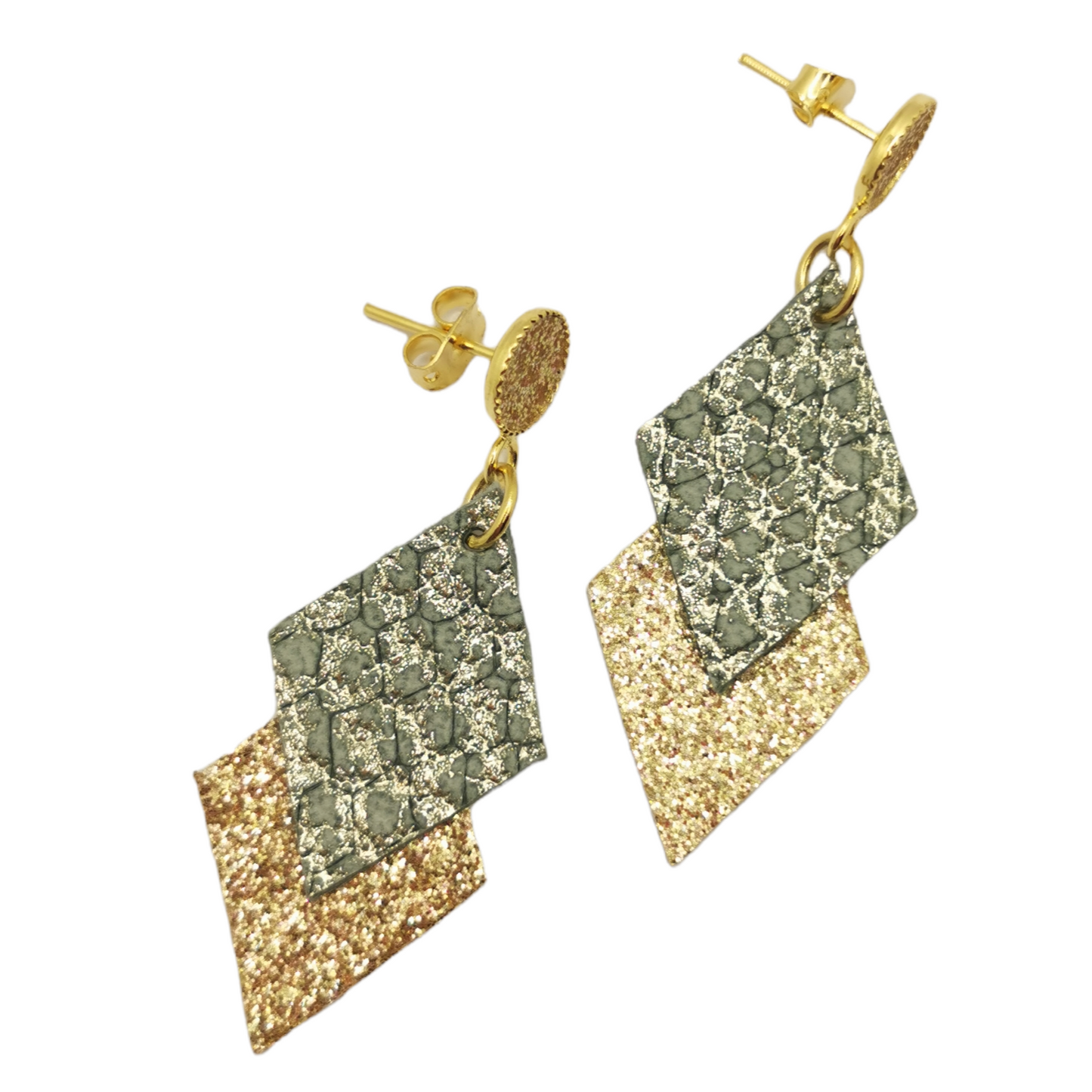 Boucles d'oreilles Marine écaille bleuté argenté