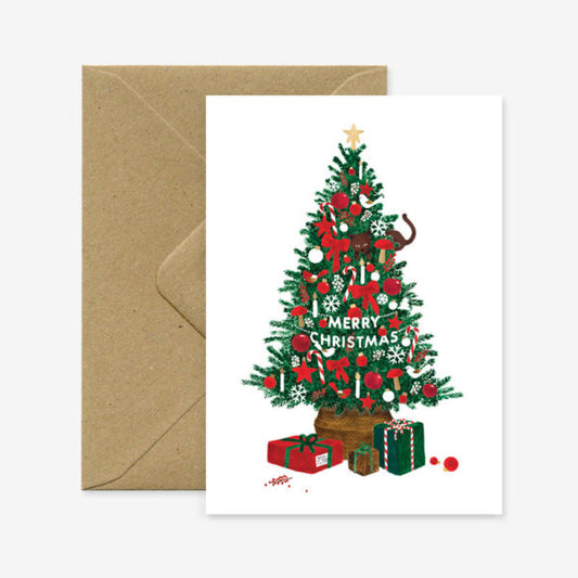 Carte double avec enveloppe - Sapin de Noël - Do you speak français ?