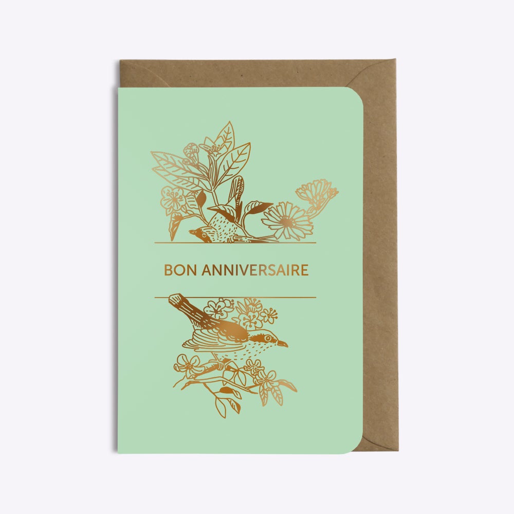 Carte double avec enveloppe - Bon anniversaire oiseau - Do you speak français ?