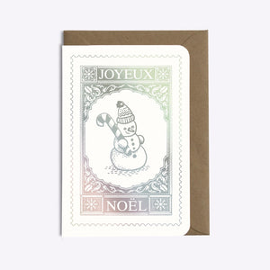 Carte double avec enveloppe - Joyeux Noël bonhomme de neige - Do you speak français ?