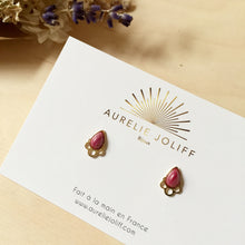 Charger l&#39;image dans la galerie, Boucles d&#39;oreilles puces Junon rhodonite - Do you speak français ?
