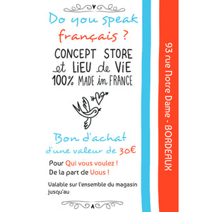 Bon cadeau d'une valeur de 100€ - Do you speak français ?
