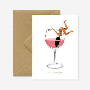 Carte double avec enveloppe - Just one drink - Do you speak français ?