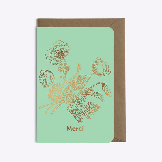 Carte double avec enveloppe - Merci - Do you speak français ?