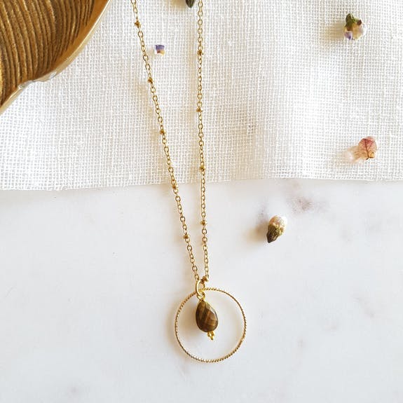 Collier Clémentine avec pierre semi-précieuse (au choix)