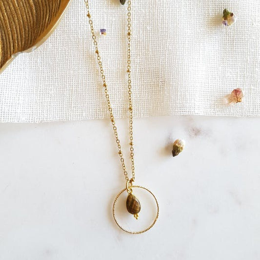 Collier Clémentine avec pierre semi-précieuse (au choix)
