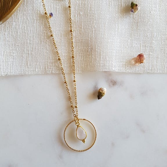 Collier Clémentine avec pierre semi-précieuse (au choix)