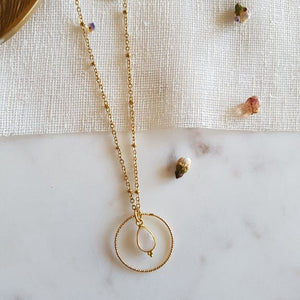 Collier Clémentine avec pierre semi-précieuse (au choix)