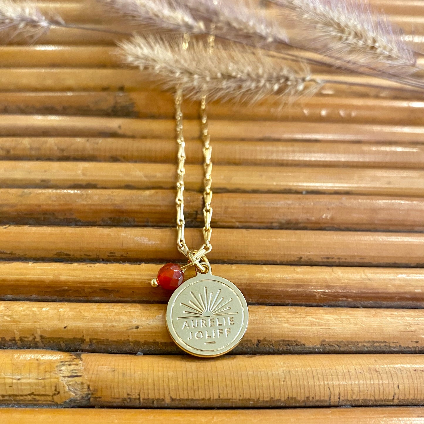 Collier Sakura médaillon Cornaline