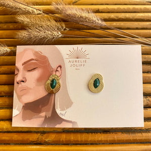 Boucles d'oreilles Honolulu malachite
