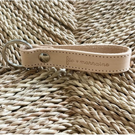 Porte-clés - Cuir naturel - Fée marraine