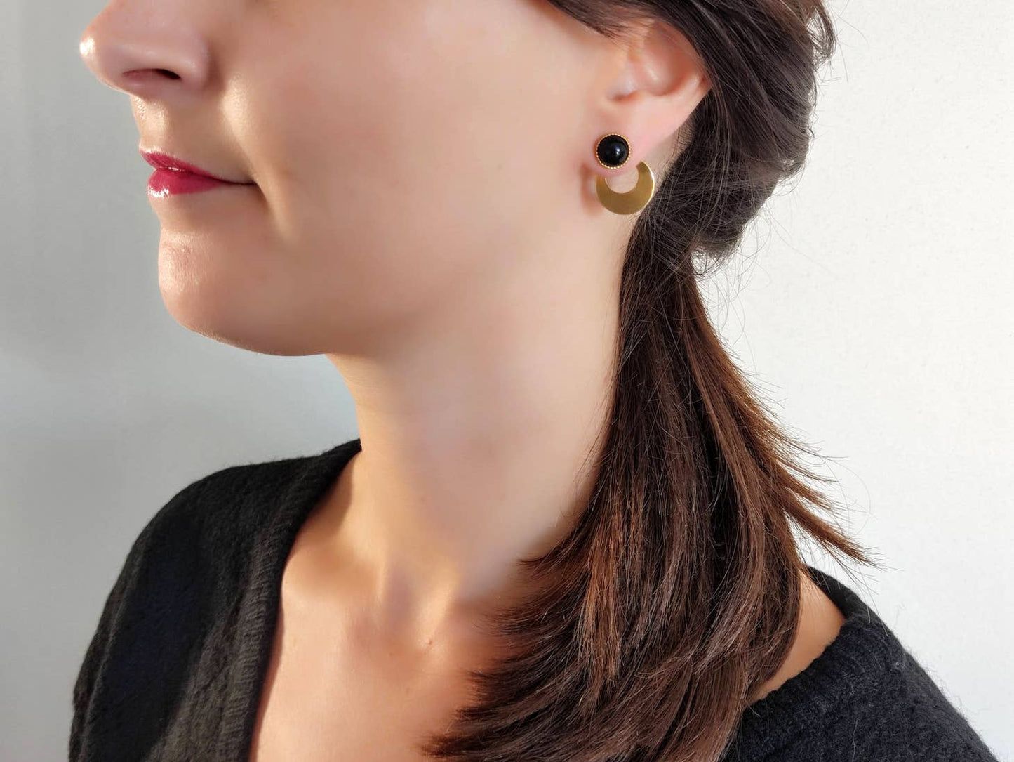 Boucles d’oreilles L’aventurière agate noire