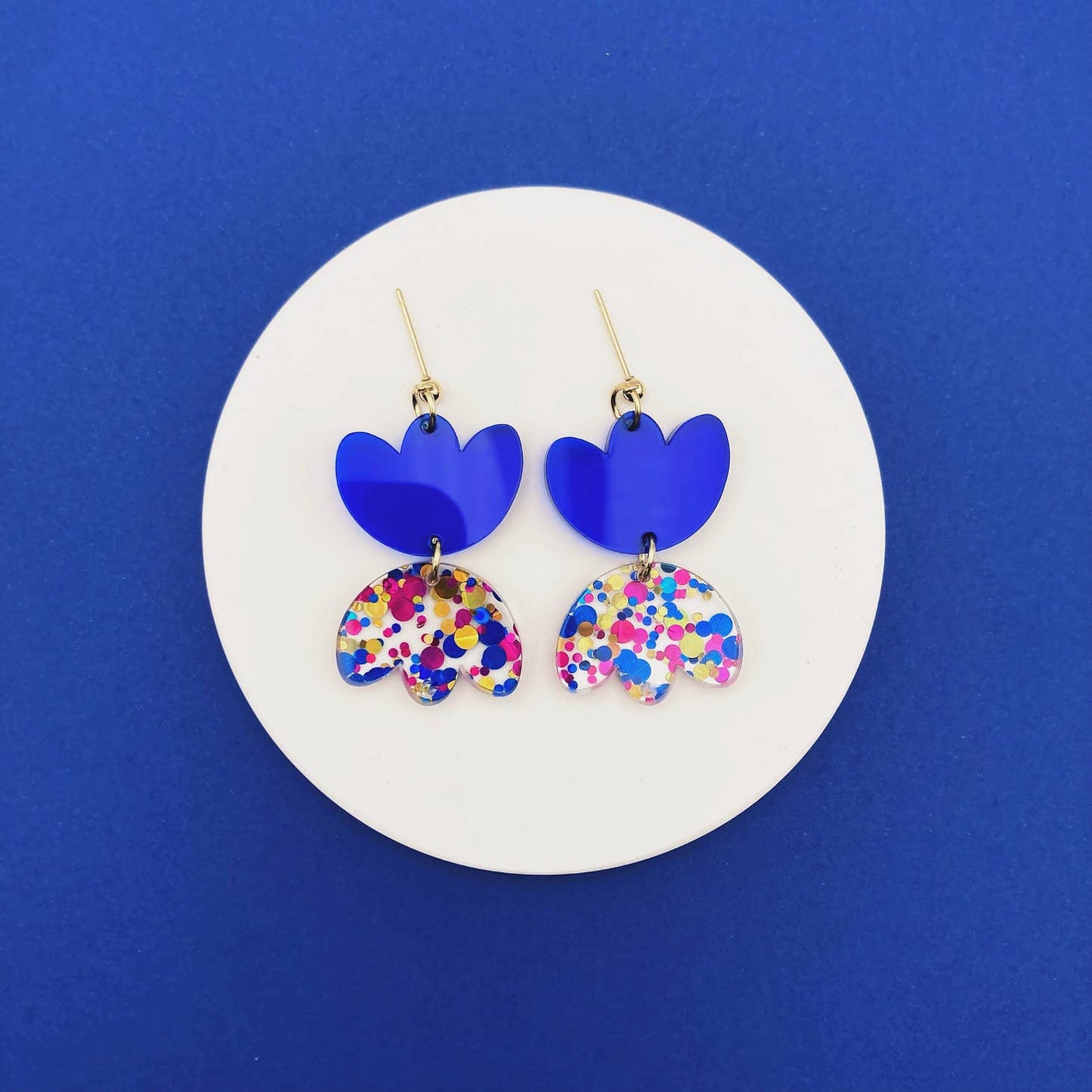 Boucles d’oreilles Rosette bleu