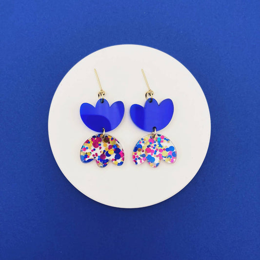 Boucles d’oreilles Rosette bleu
