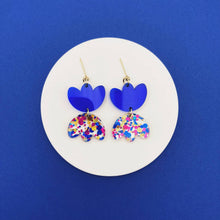Charger l&#39;image dans la galerie, Boucles d’oreilles Rosette bleu
