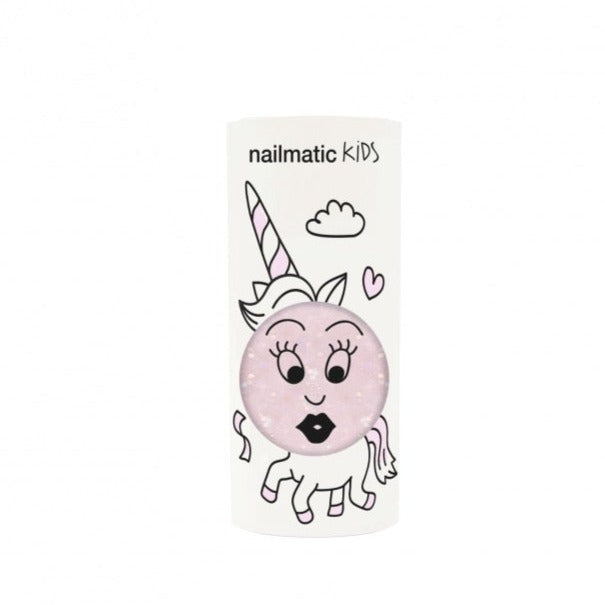 Vernis enfant base eau Polly - rose transparent pailleté