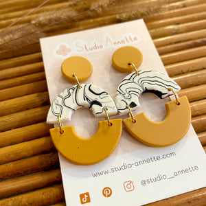 Boucles d’oreilles Louisette bicolores moutarde