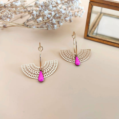 Boucles d’oreilles La lunaire rose fuschia