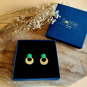 Boucles d’oreilles L’aventurière agate verte