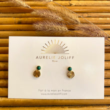 Charger l&#39;image dans la galerie, Boucles d&#39;oreilles Léontine malachite

