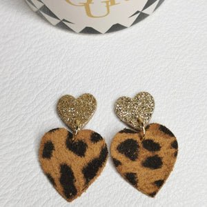 Boucles d'oreilles Belza cuir léopard