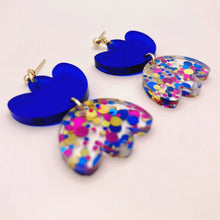 Charger l&#39;image dans la galerie, Boucles d’oreilles Rosette bleu
